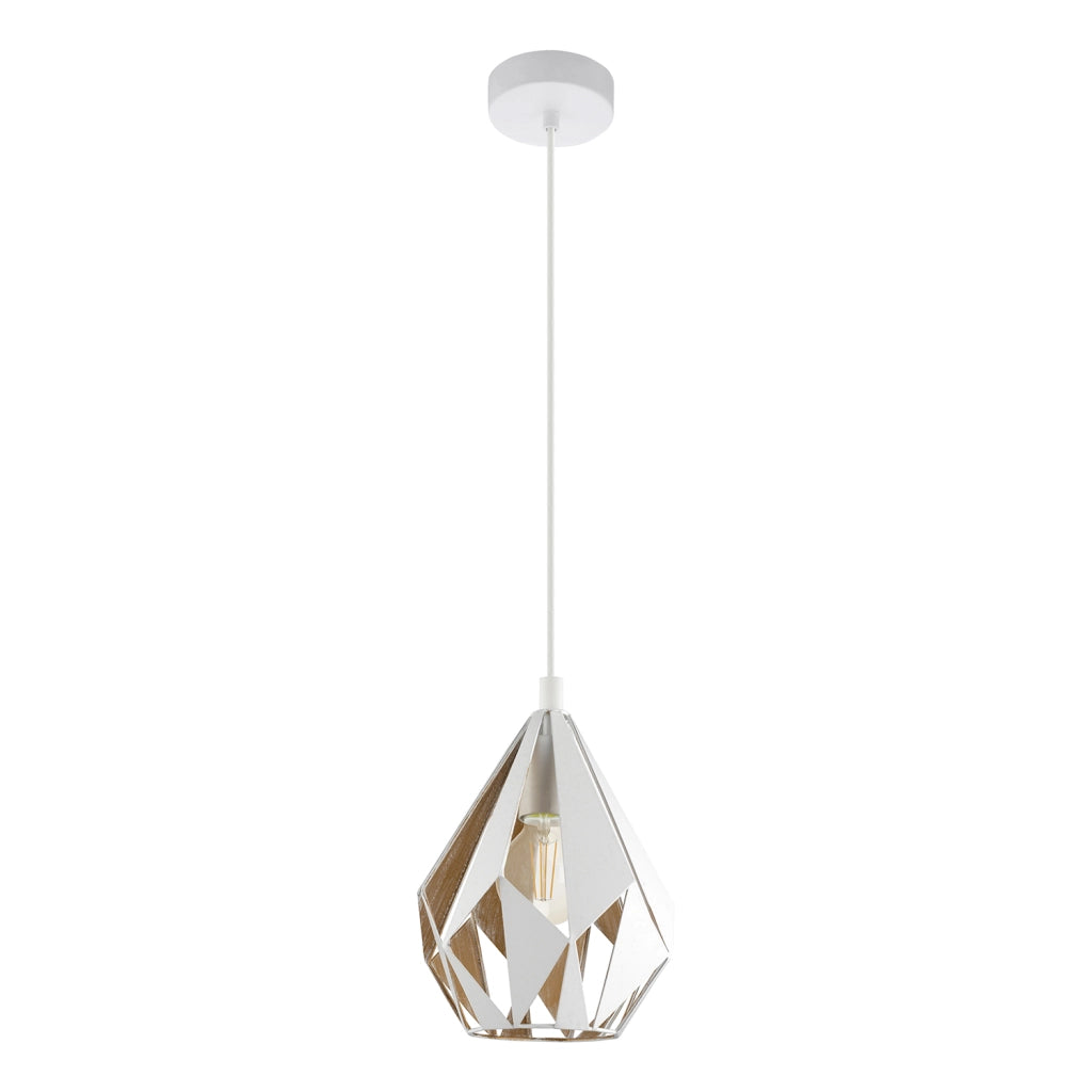 Sospensione Vintage Carlton 1 Acciaio Bianco Oro 1 Luce E27