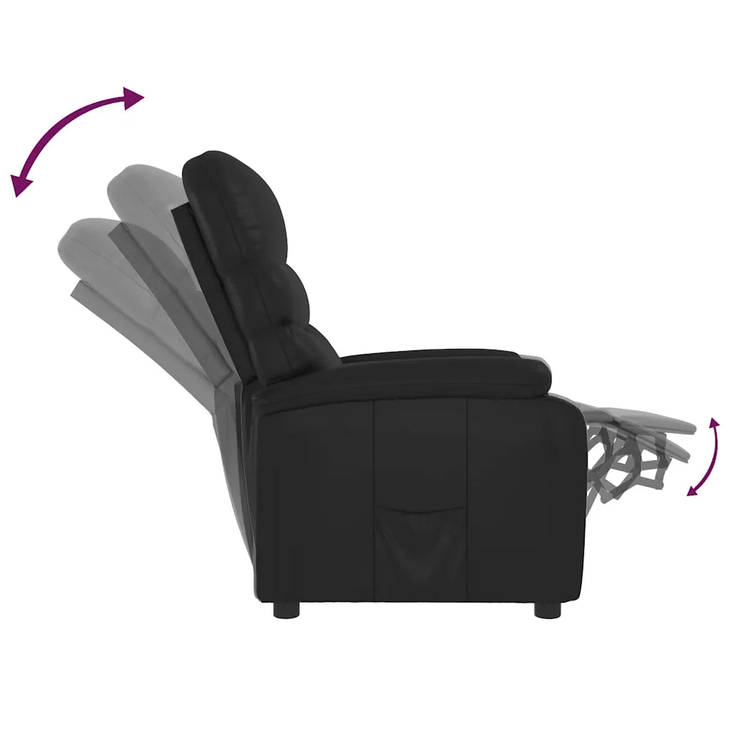 Divano Sedia-Poltrona Reclinabile Nera in Similpelle 659500