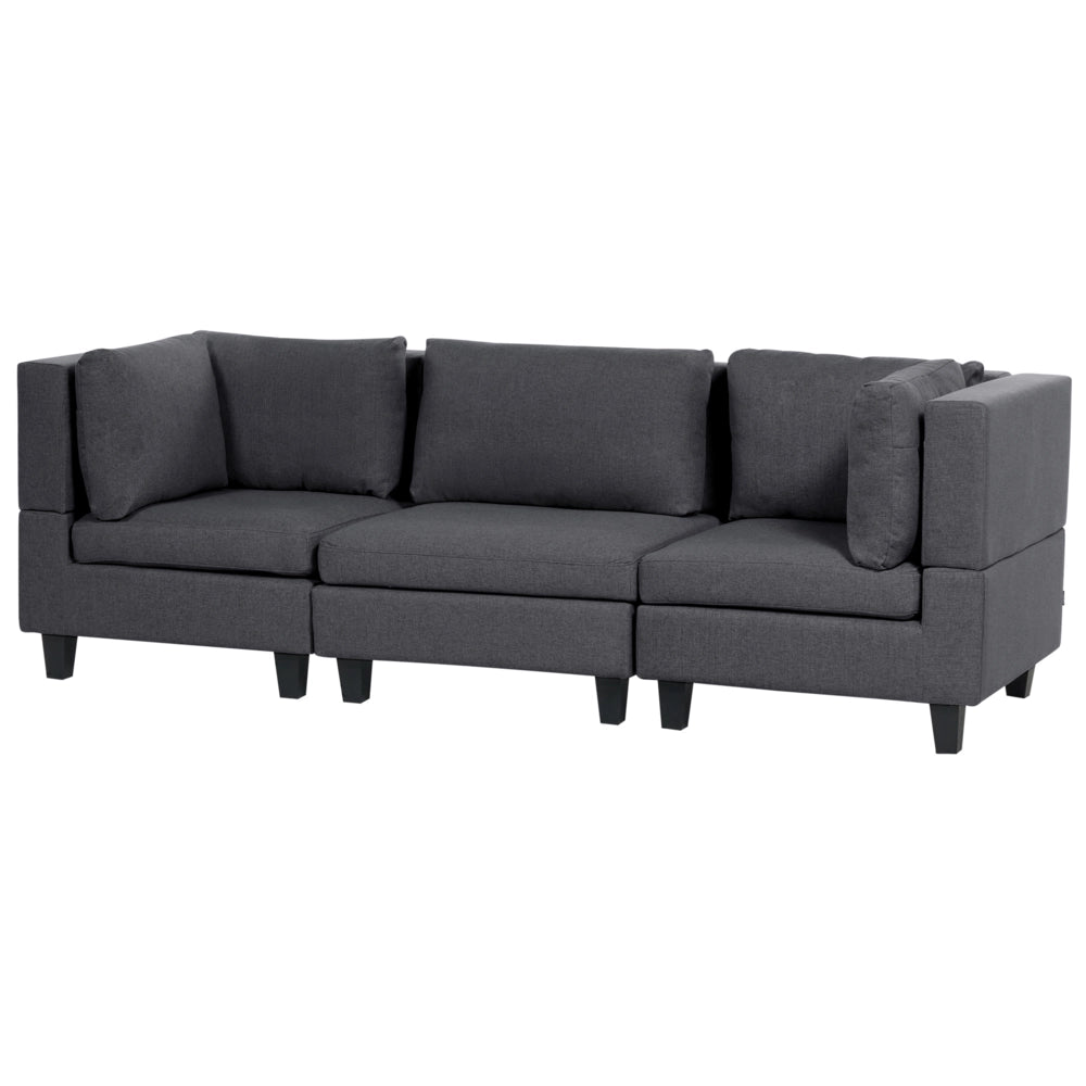 Divano Componibile Rivestito In Tessuto grigio scuro 3 Posti stile moderno