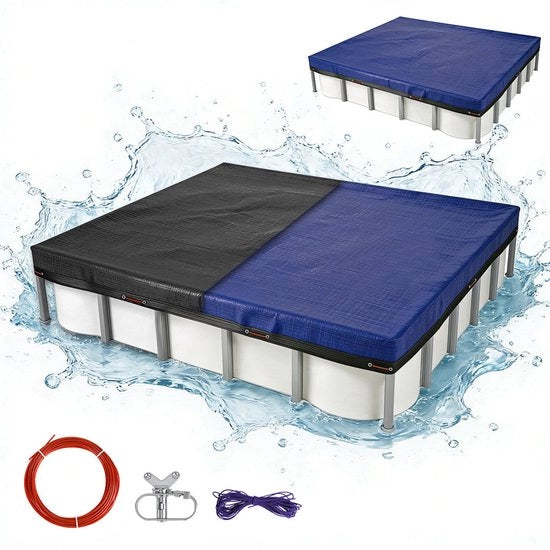 Copertura Piscina Rettilinea 220x410cm Antidistratti e Foglie per 200x400cm