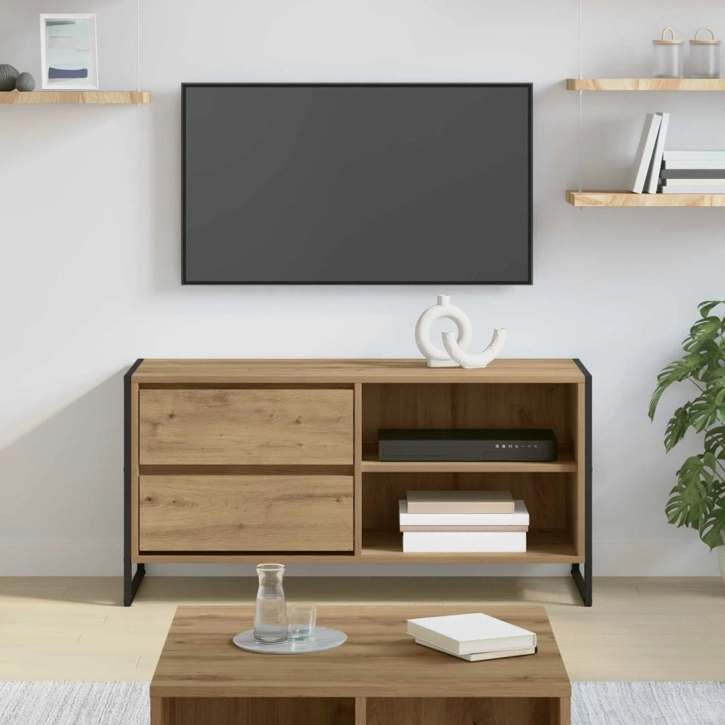Mobile TV con cassetto-Credenza TV-Console TV Rovere Artigianale 100 x 36 x 49,5 cm 668354