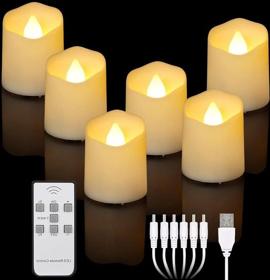 Lampade a led con accensione a distanza timer flikkeranti colore caldo regolabile - candele led elettriche - cavo USB - decorazioni per Natale Halloween.