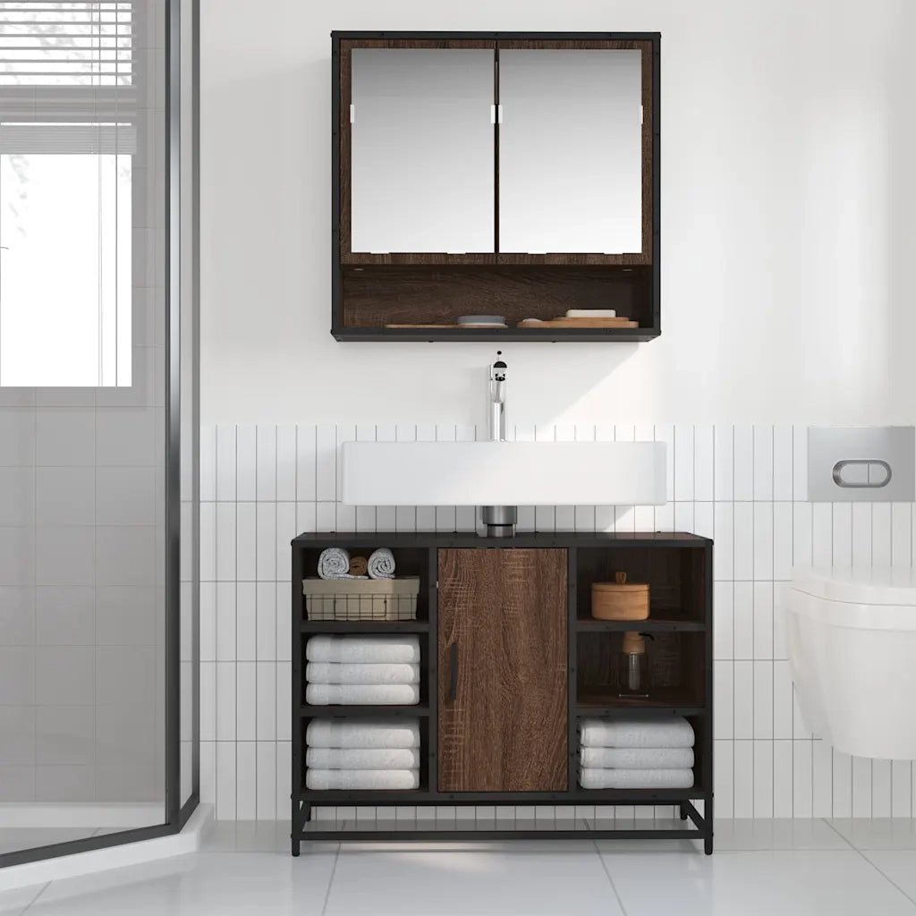 Mobile Lavabo Bagno Rovere Marrone 60x30x60cm Legno Multistrato 849293