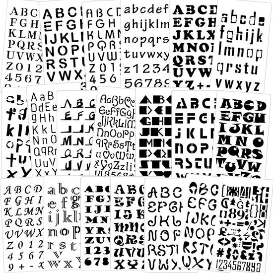 Kit di stencil riutilizzabili - 20-set lettere/numeri - stencil per adulti - stencil per bambini - strumenti per disegno - strumenti per apprendimento - stencil lettere