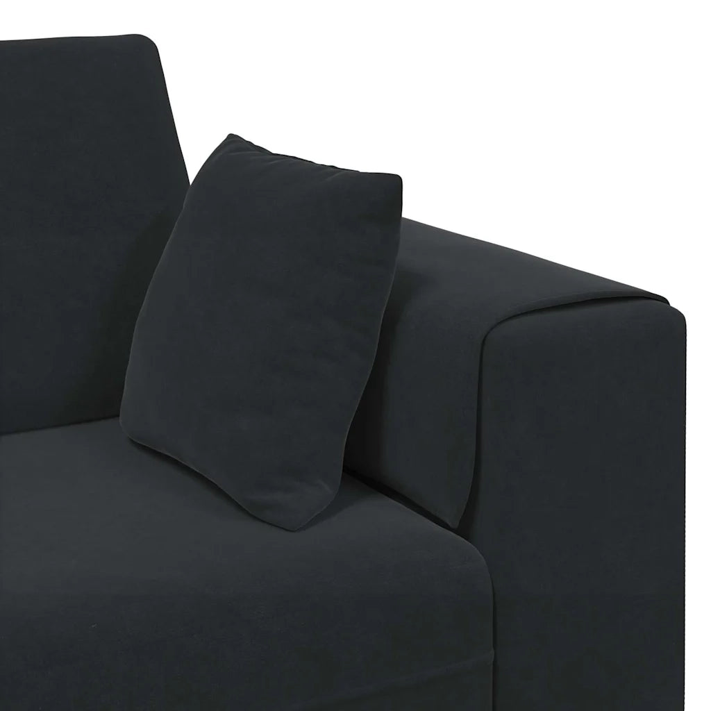 vidaXL Divano in Velluto con cuscino Nero 208 cm Velluto
