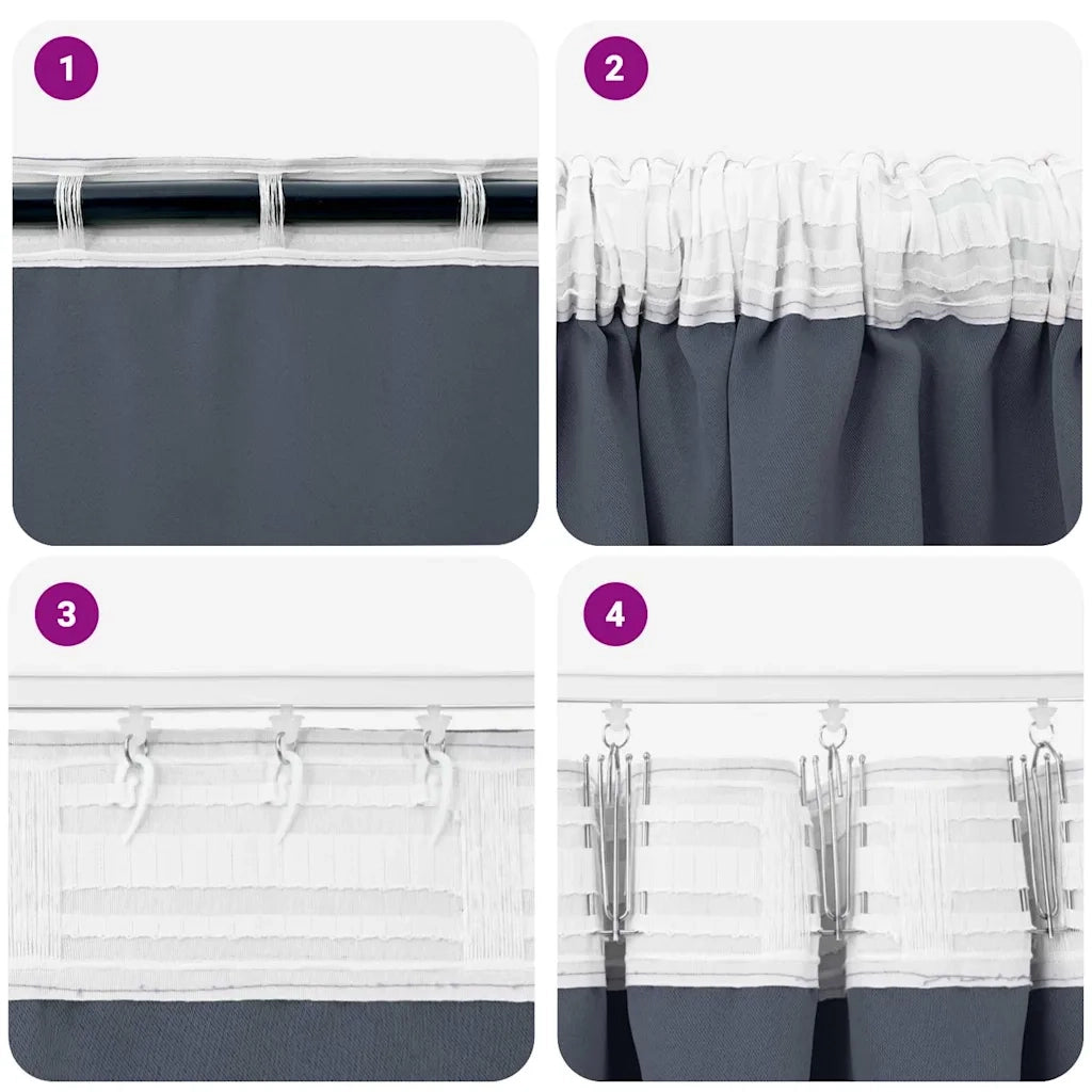 Tende Blackout con Anelli 2 pcs Antracite 260 x 140 cm 4107452