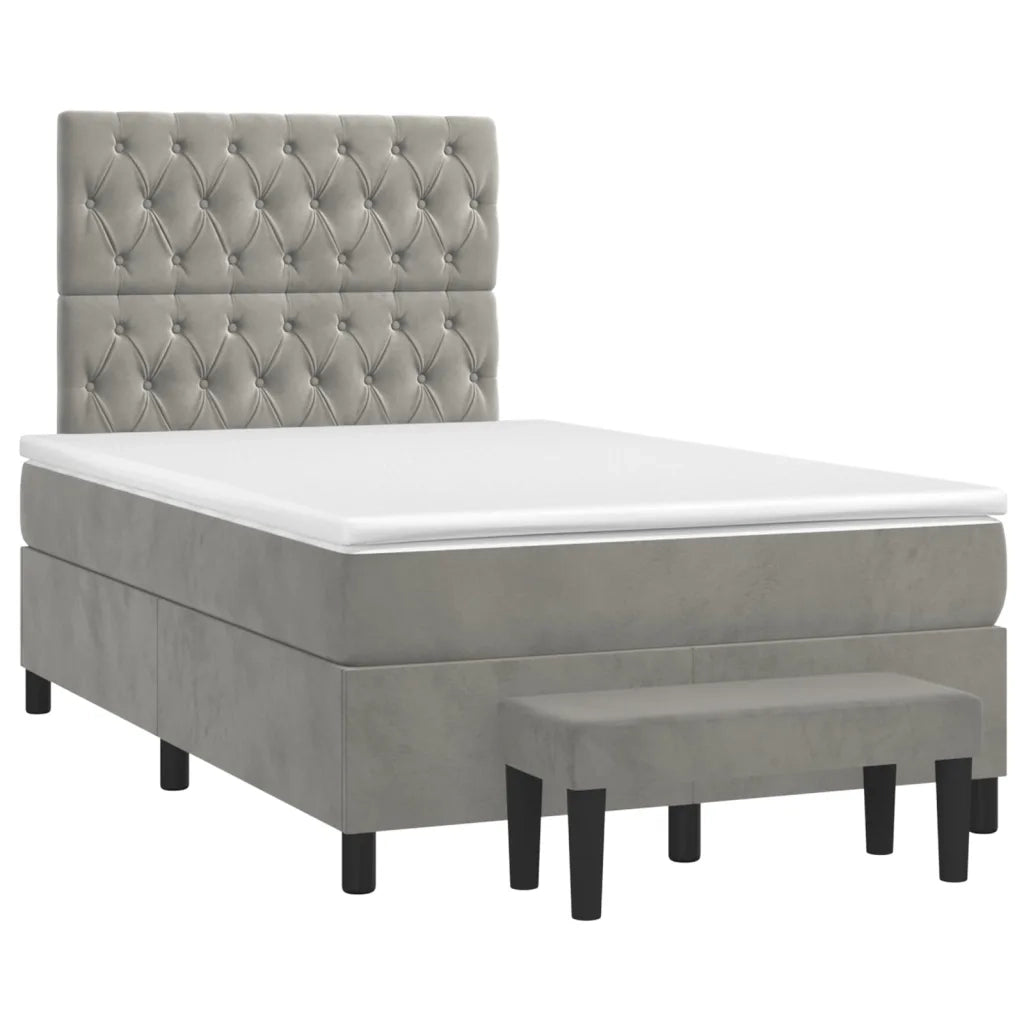 Giroletto a Molle con Materasso Grigio Chiaro 120x200cm Velluto 3138013