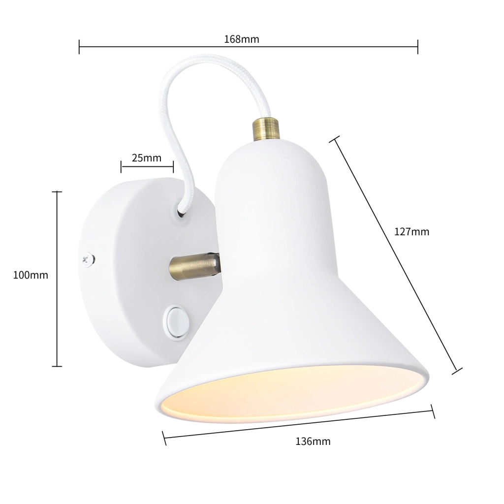 Applique Astama bianca 1xE27 con interruttore Light Prestige