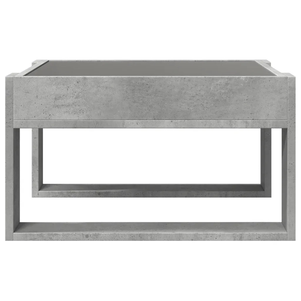 Tavolino salotto | Tavolino da caff¨¨ | Tavolino da Soggiorno con LED Infinity Grigio Cemento 50x53x30 cm
