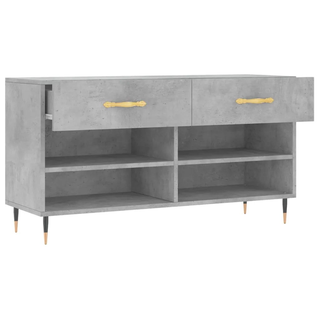 Panca Porta Scarpe | Scarpiera | Mobile per scarpe Grigio Cemento 102x35x55cm Legno Multistrato