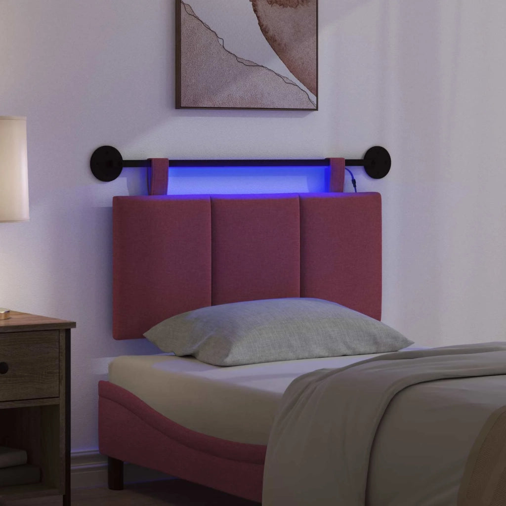 Testiera | Testata sospesa Con luce LED Rosso Vino Tessuto