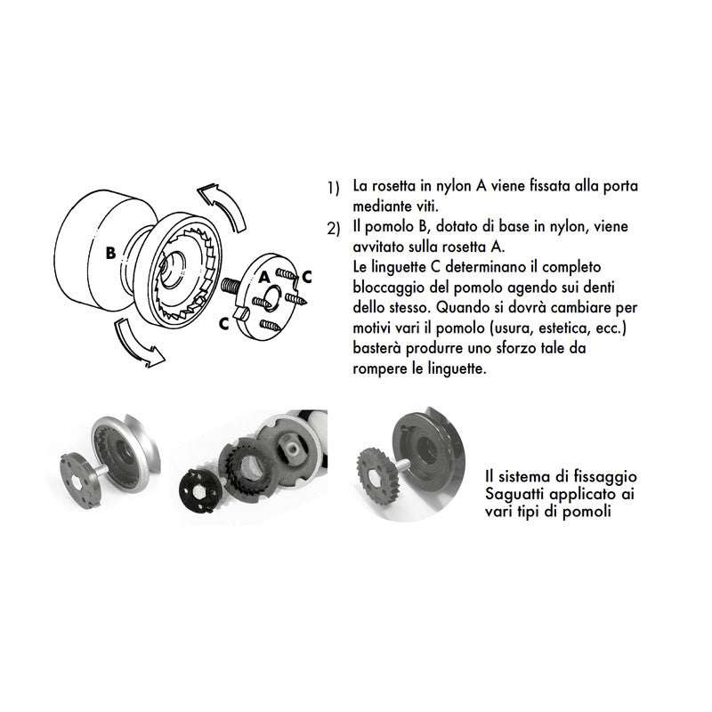Pomolo fisso per porta SAGUATTI 866/80UAB in alluminio marrone opaco