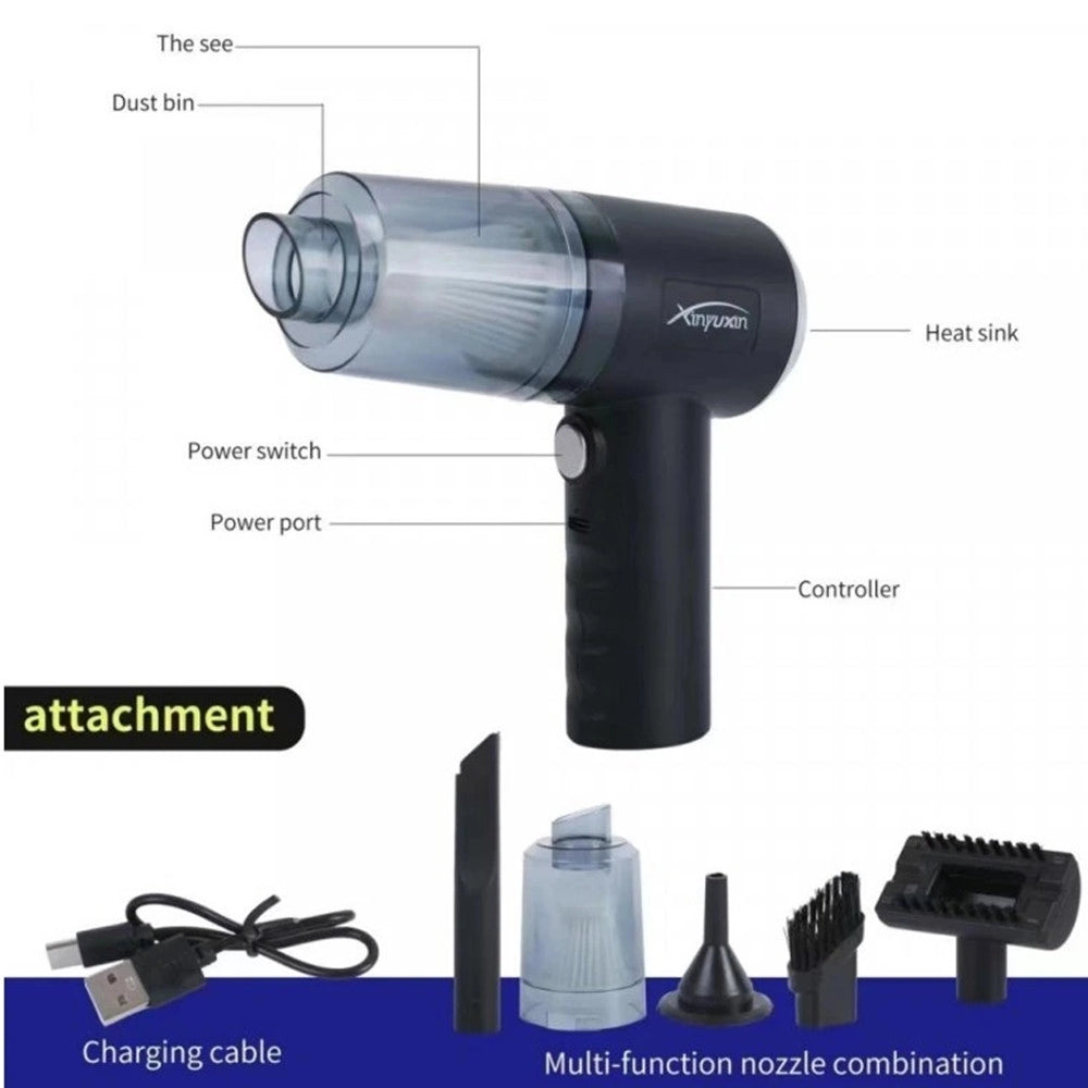Trade Shop - Mini Aspirapolvere Soffiatore Professionale Portatile 4 In 1 Per Casa Auto Ricarica Usb -