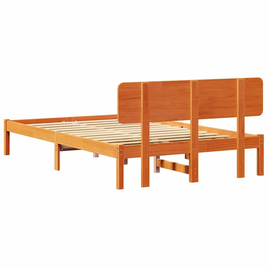 Struttura del letto Marrone cerato 140 x 190 cm Pino massello 872112