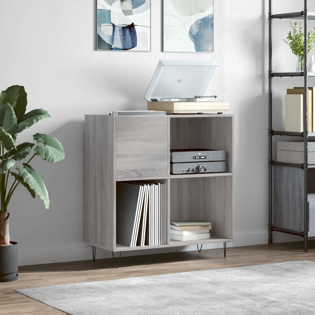 Mobile Porta Dischi Grigio Sonoma 84,5x38x89 Legno Multistrato 831778