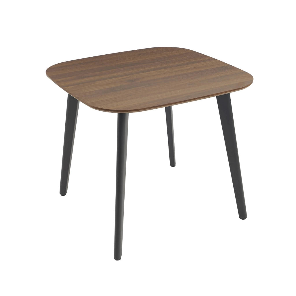 Tavolo da pranzo quadrato effetto legno con gambe in metallo nero 4