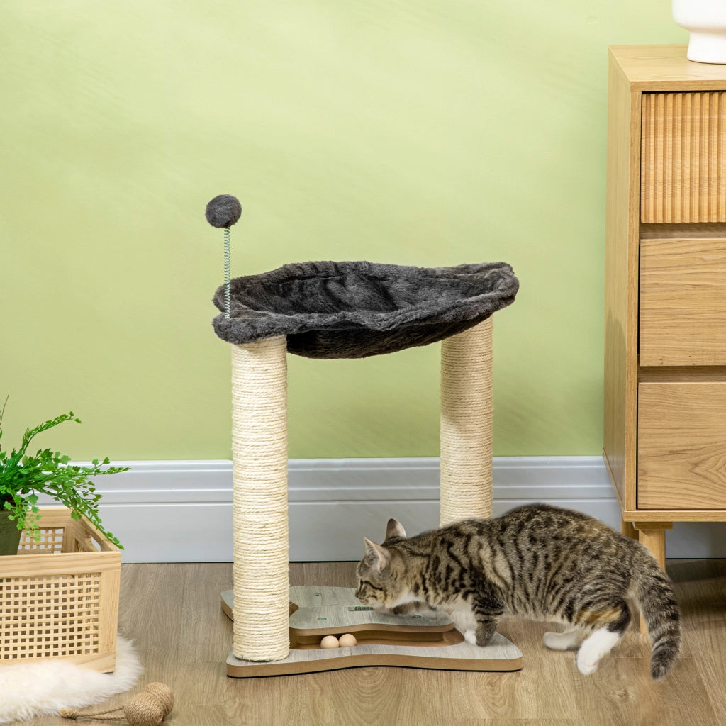Tiragraffi per Gatti con Amaca ¨C zephmum ¨C Legno, Sisal, Grigio, 53.5x53.5x66 cm