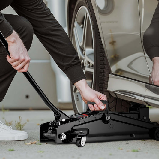 Sollevatore auto max 3t, cric idraulico con altezza di sollevamento di 13,5-40 cm, carrello sollevatore per auto, SUV, roulotte, cric idraulico a carrello