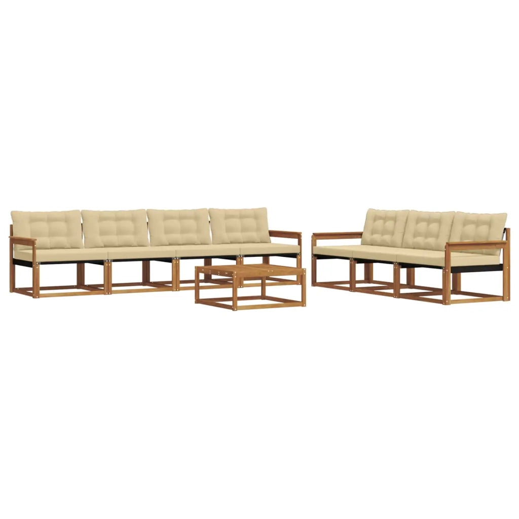 Set di divani da esterno con cuscino 8 pcs Naturale e Beige 3369260