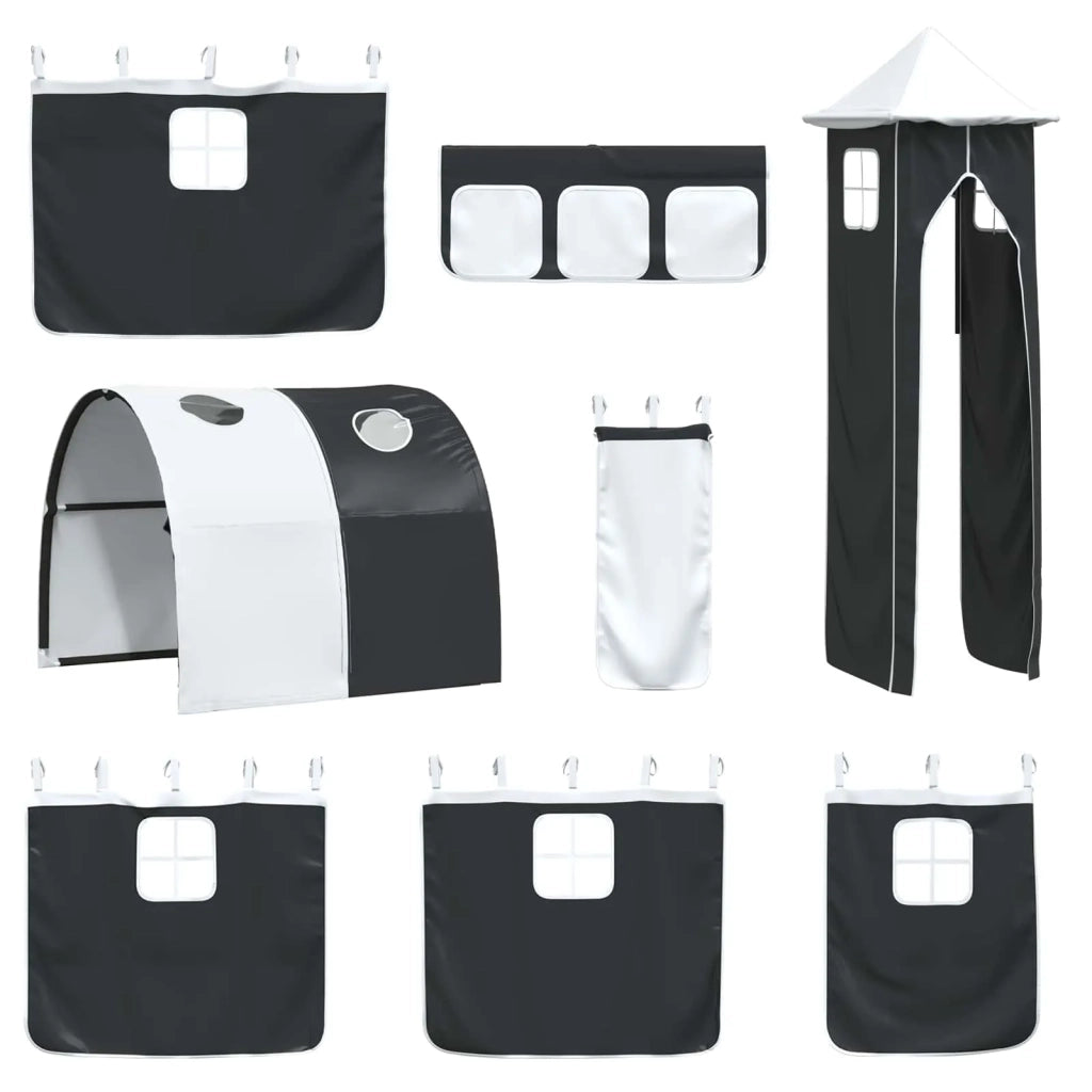 Struttura del letto loft per bambini-Giroletto per bambini Bianco e Nero 90 x 190 cm 589877