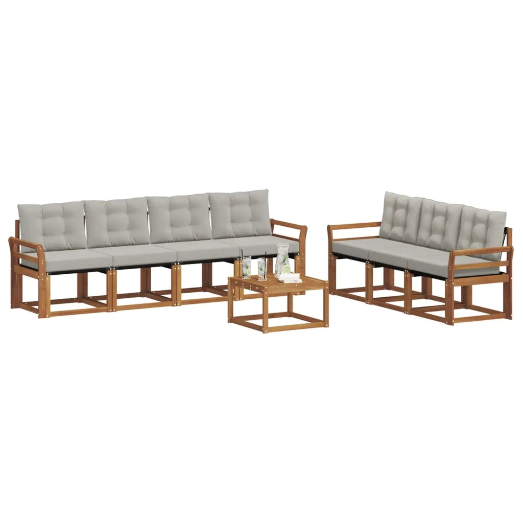 Set di divani da esterno 8 pcs Grigio Naturale e Chiaro 3368474