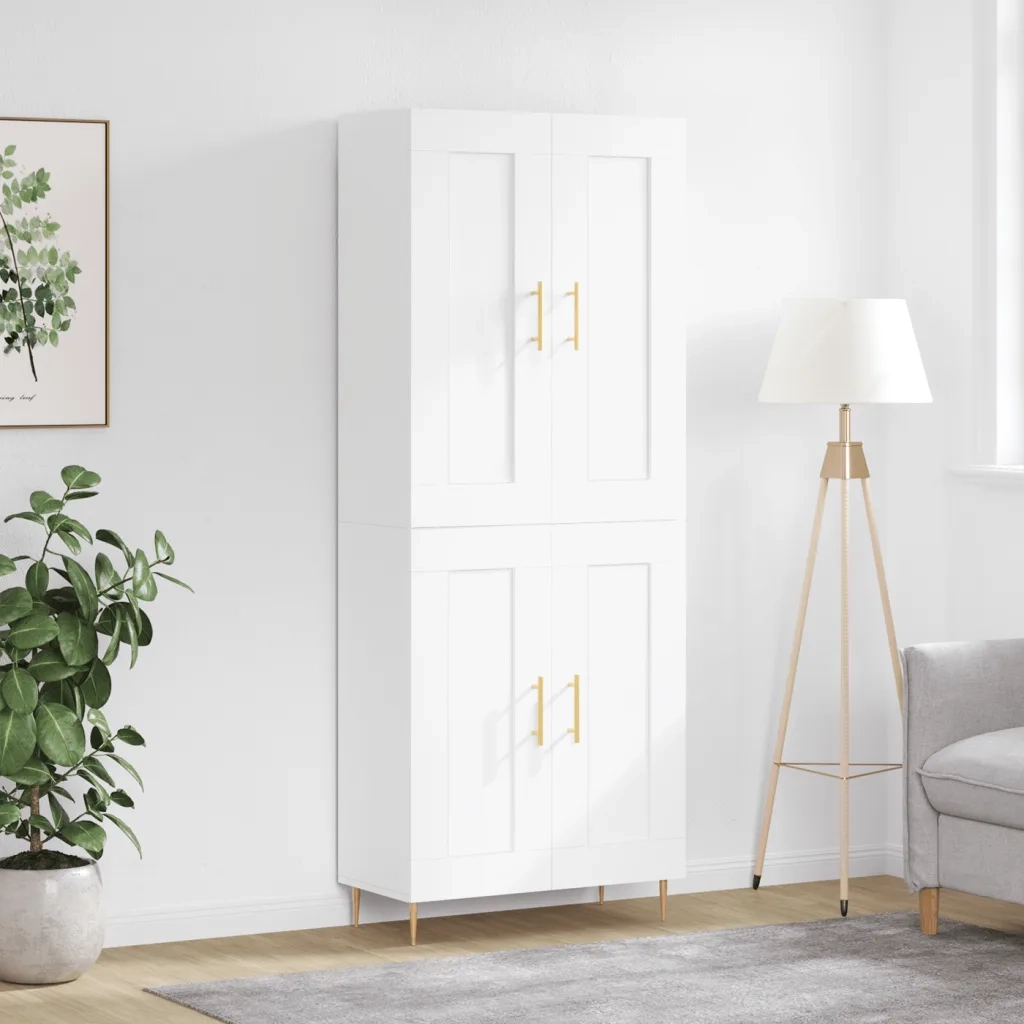 Credenza | Madia | Buffet da pranzo | Armadio da pranzo Bianca 69,5x34x180 cm in Legno Multistrato