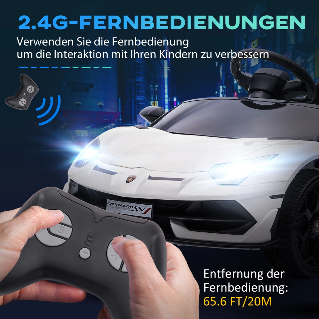 Auto per bambini Lamborghini Aventador ¨C zephmum ¨C Bianco con porte ad ala, musica e clacson