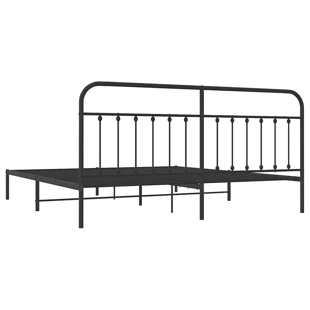 Giroletto con Testiera in Metallo Nero 193x203 cm 352584