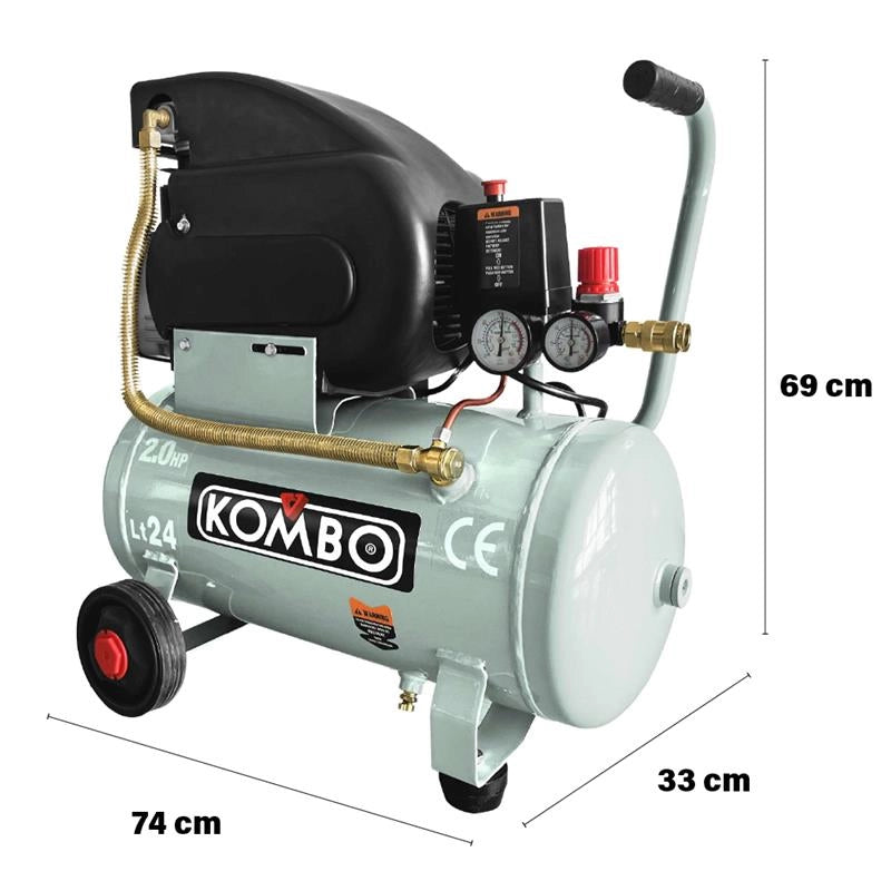 COMPRESSORE ELETTRICO PER ARIA COMPRESSA 230V-50HZ SERBATOIO 24LT 2800 RPM PRESSIONE MASSIMA 8 BAR 550X270X590 MM
