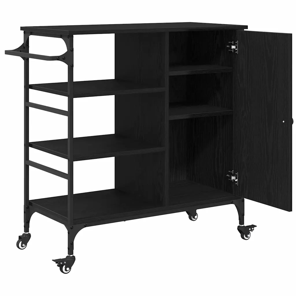 Carrello da Cucina Rovere Nero 87,5 x 39 x 84,5 cm 871665