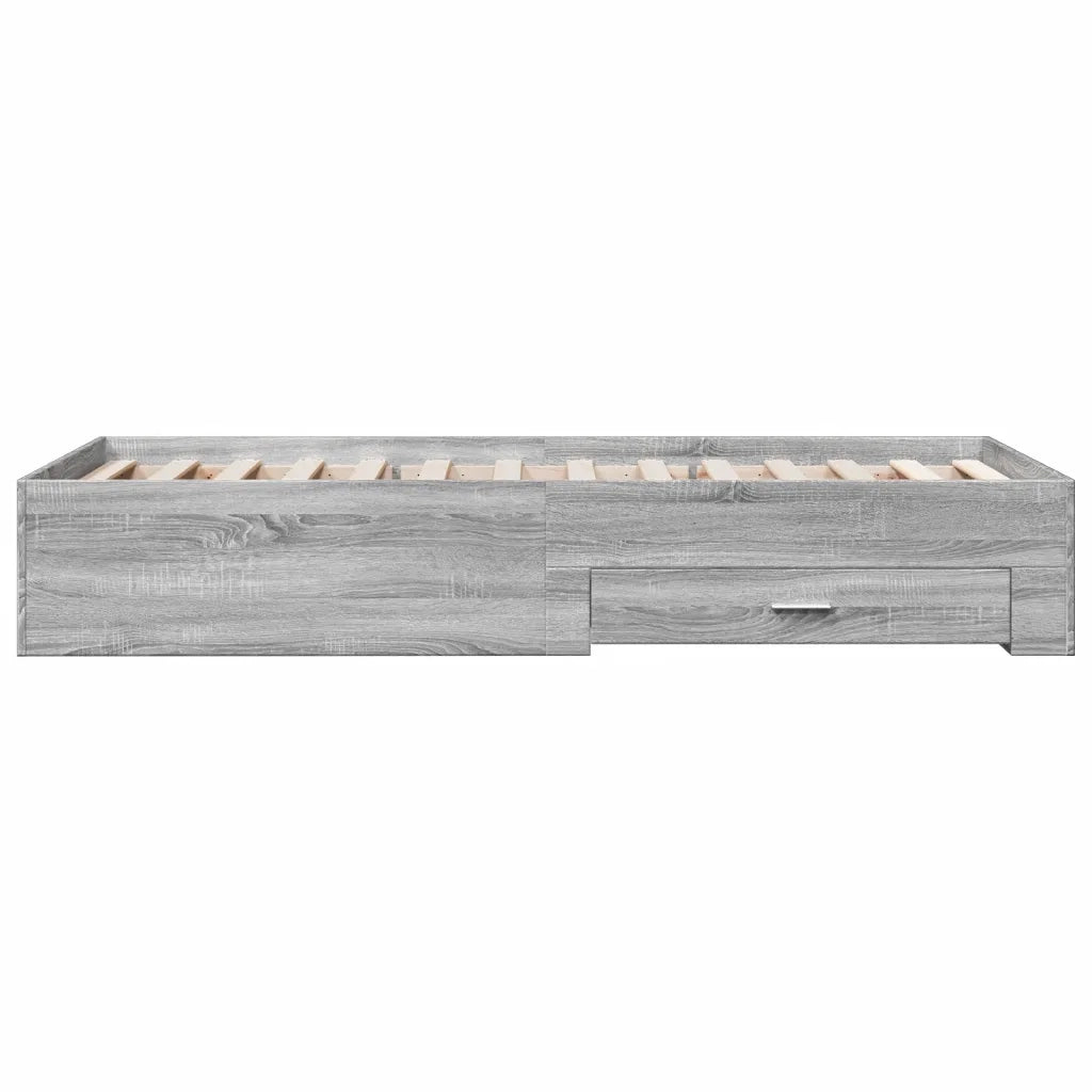 Letto singolo | Letto per adulti | Giroletto Cassetti Grigio Sonoma 75x190 cm Legno Multistrato