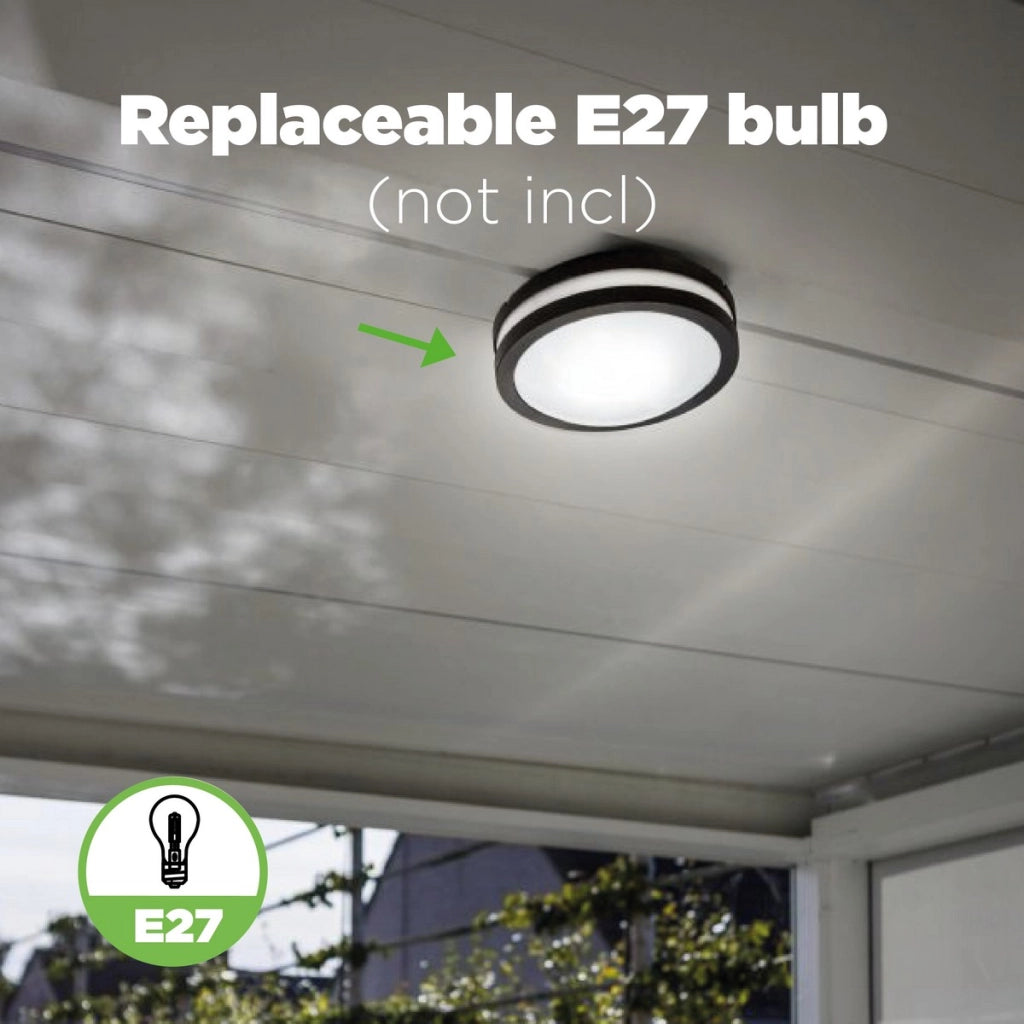 Plafoniera esterna TITAN antracite Lutec E27 26cm IP54