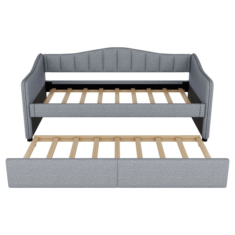 Letto Singolo Contenitore con Luce LED ¨C MINIMAL ¨C Tessuto Grigio 90x200