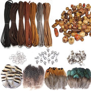 Set di Cinture in Pelle 437 pezzi - Corda in Seta - Grilletti in Legno - Viti a Guscio - Cerniere Artificiali - Adatto per Artigianato - Materiale per Ricamo