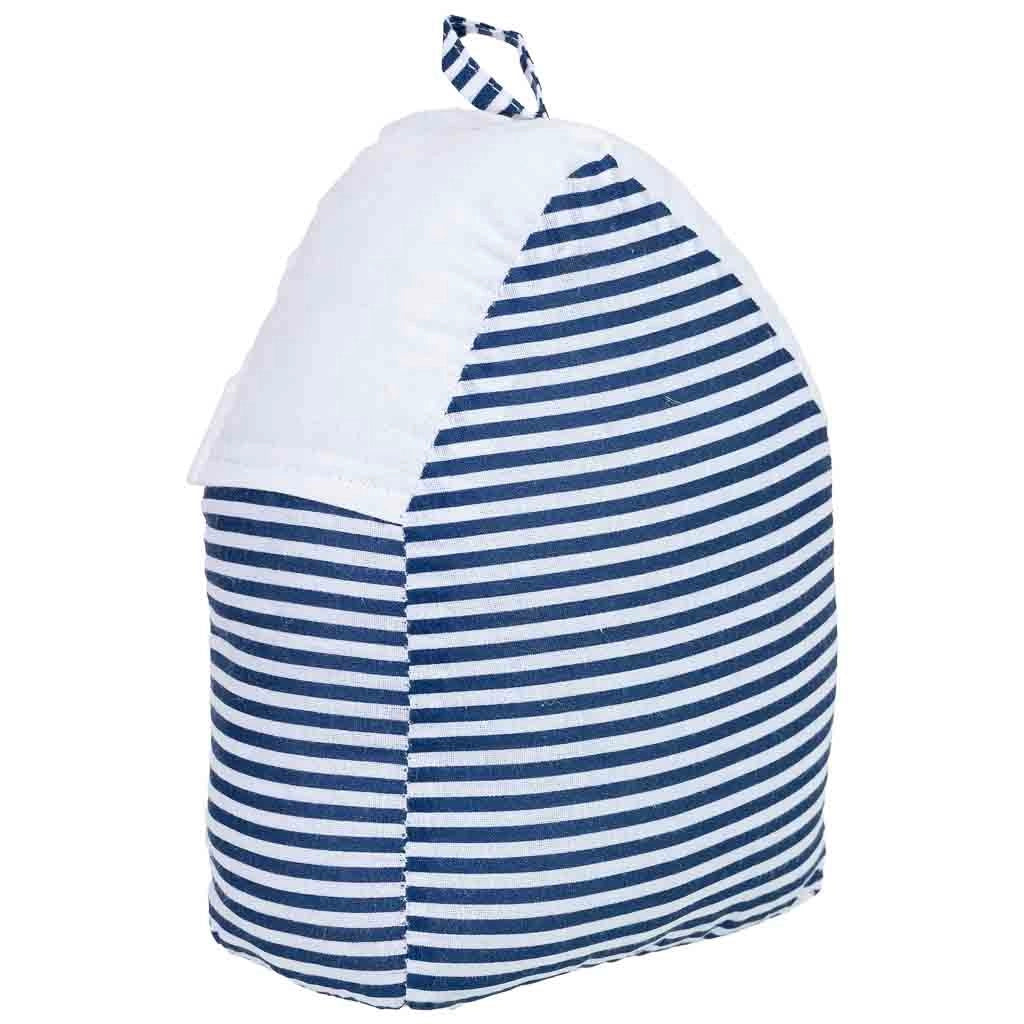 Fermaporta in cotone con casa blu, 16x12x20h cm