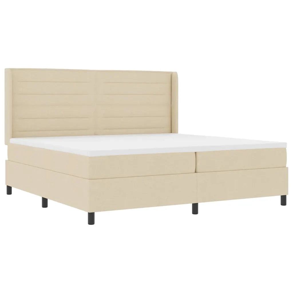 Letto a Sorgente LED con materasso Crema 200 x 200 cm Tessuto 3343467