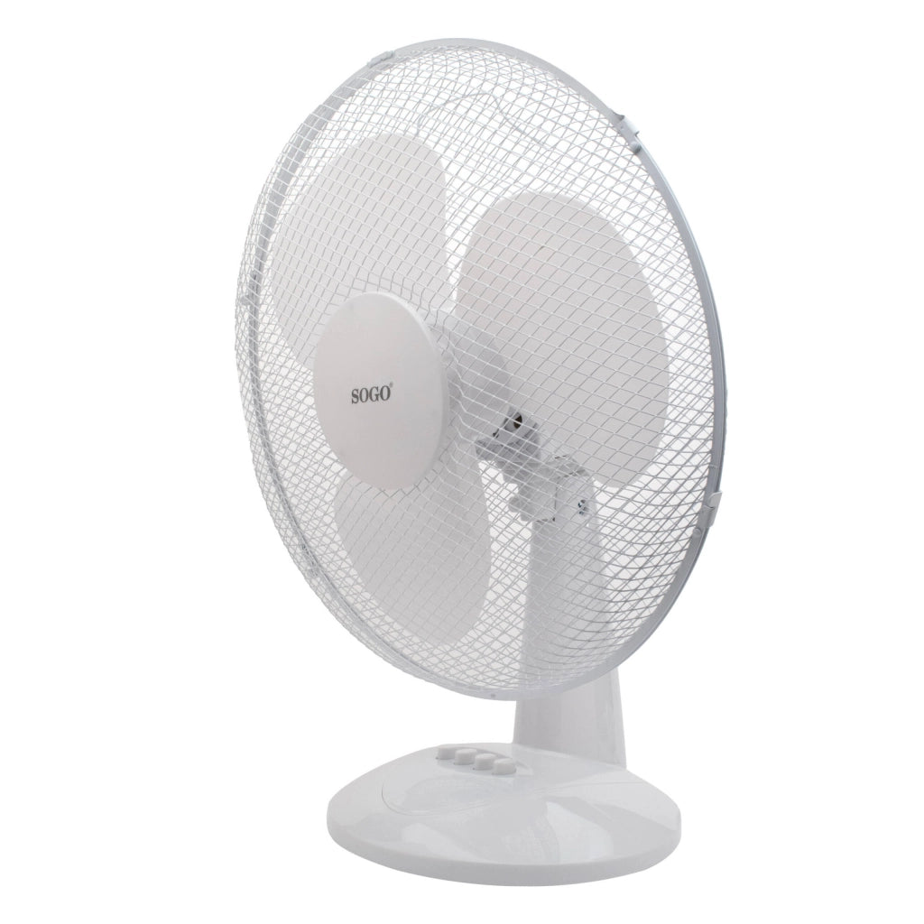 Ventilatore da tavolo elettrico 40cm, 3 velocità con oscillazione, base tonda stabile, funzione inclinazione 50W - SOGO