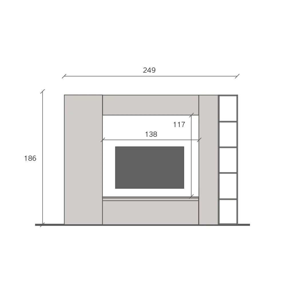 Parete Attrezzata Made in Italy Infinity 9 con 2 colonne, base TV, elemento a ribalta e elemento con vani, design moderno ideale per soggiorno, sala da pranzo, cucina, colore Bronzo/Cadiz