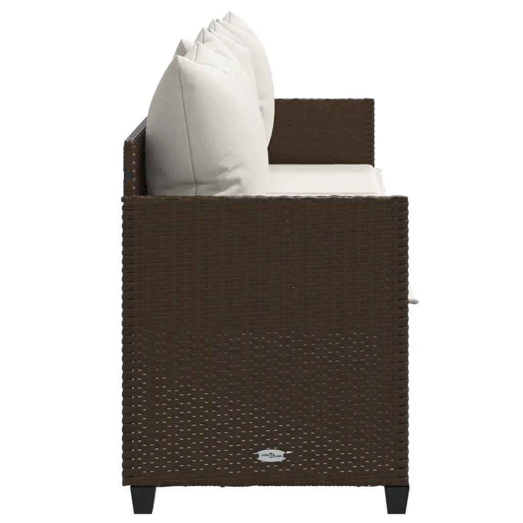 Lettino Prendisole con Cuscini MarroneÂ in Polyrattan