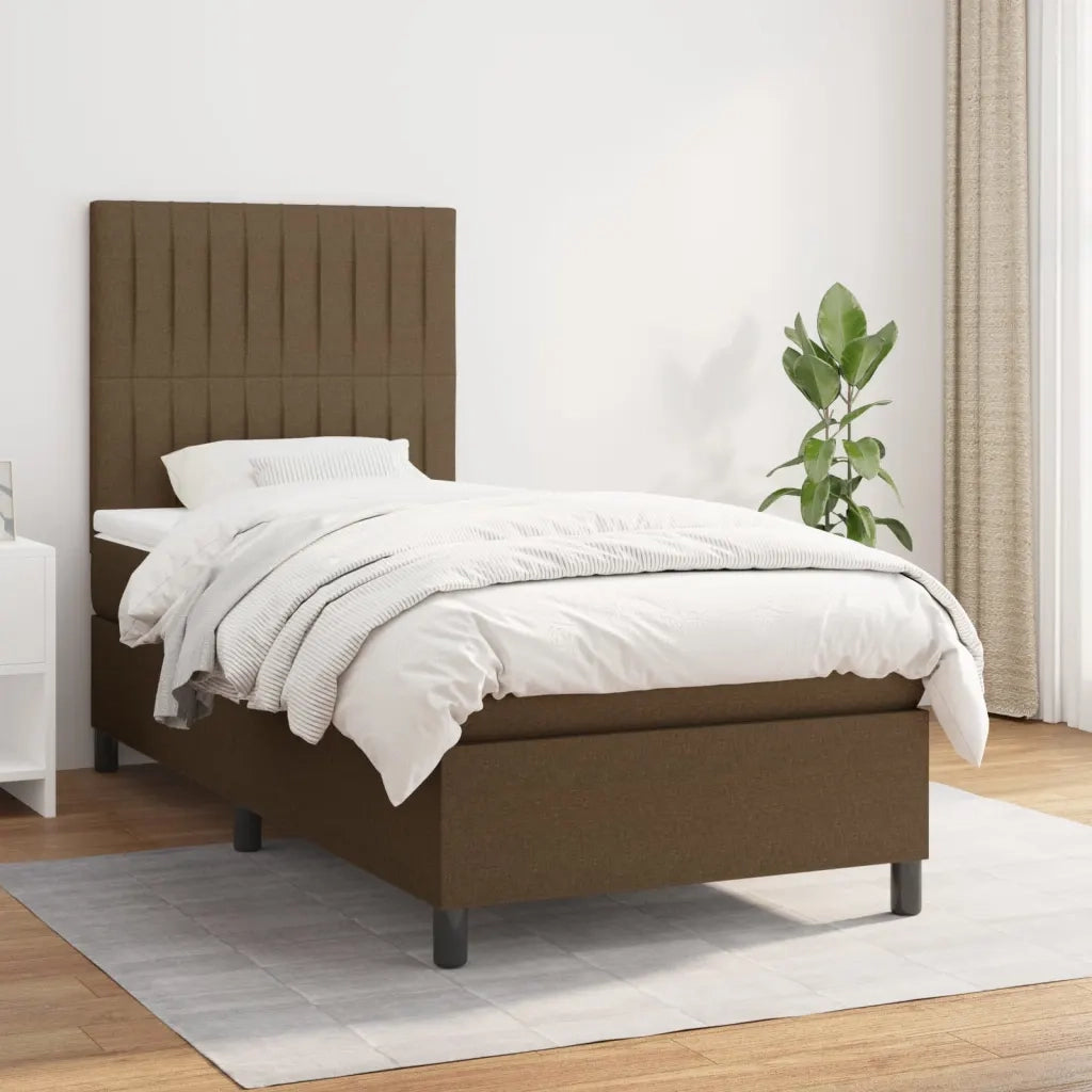 Giroletto a Molle con Materasso Marrone Scuro 90x190cm Tessuto cod mxl 34627