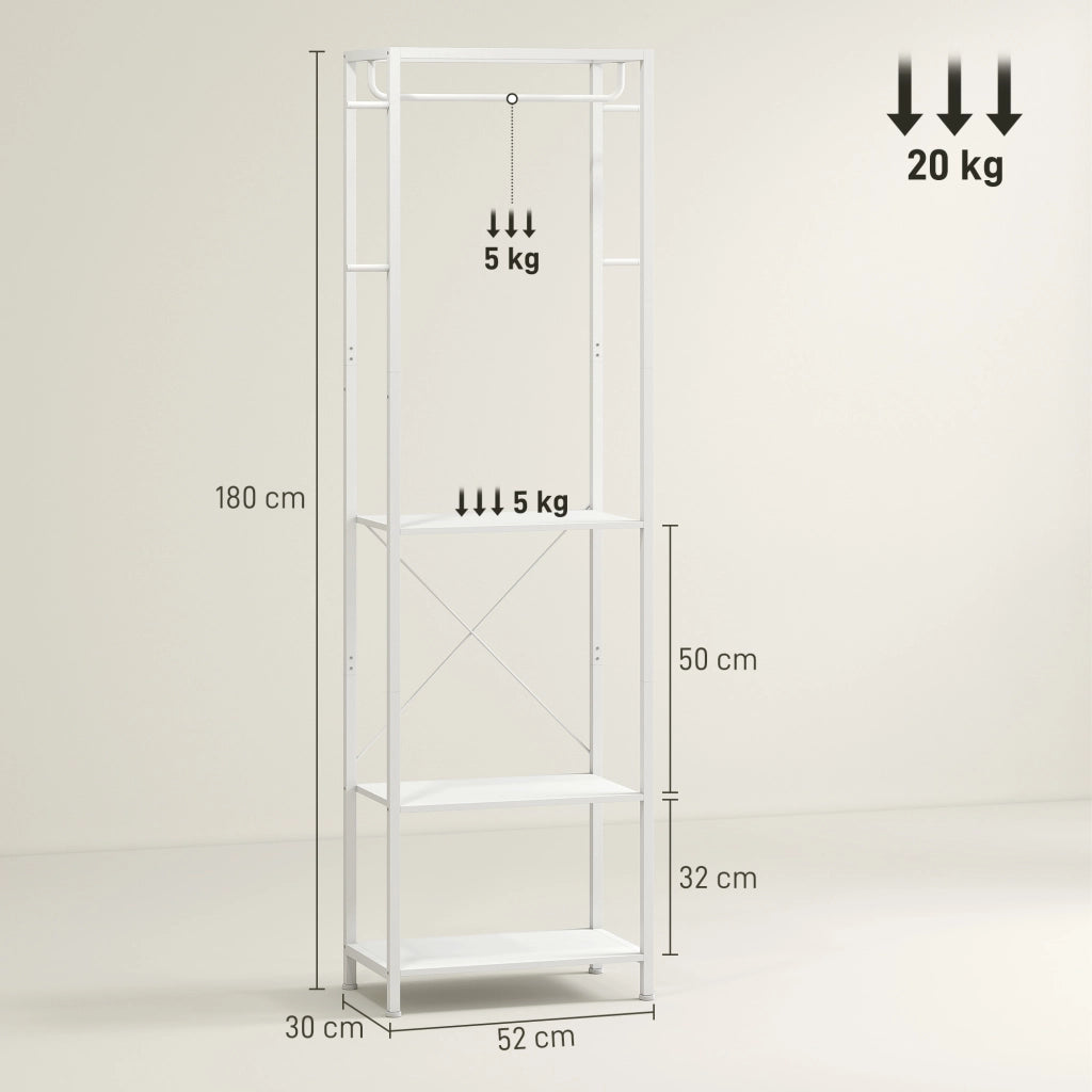 Appendiabiti con Scarpiera ¨C zephmum ¨C Bianco, 52x30x180 cm