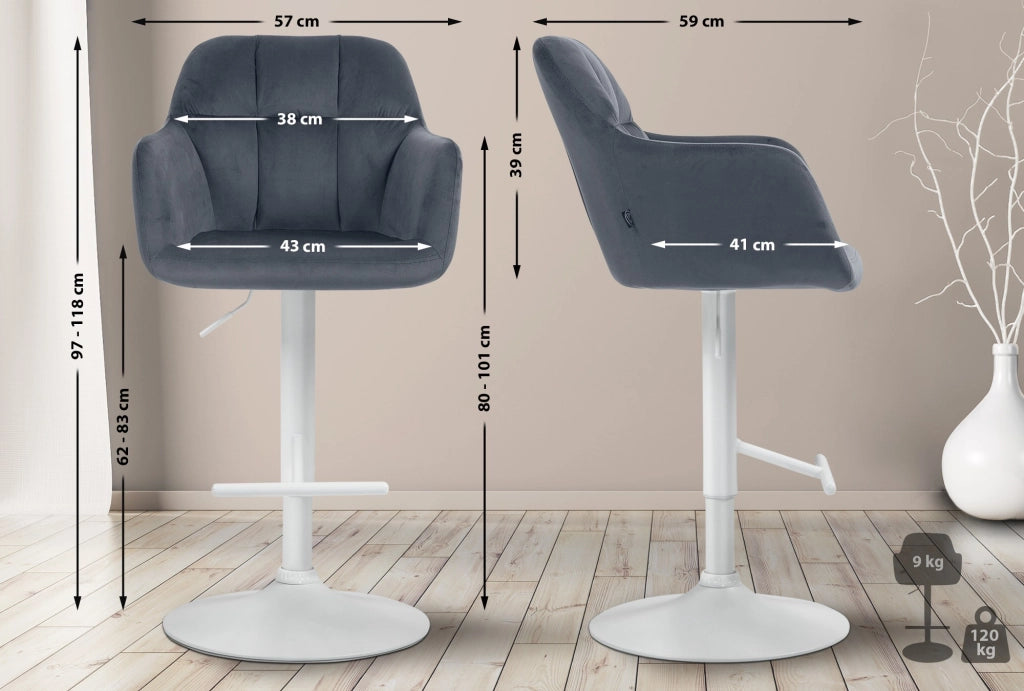 Barhocker Natoma Samt weiЯ