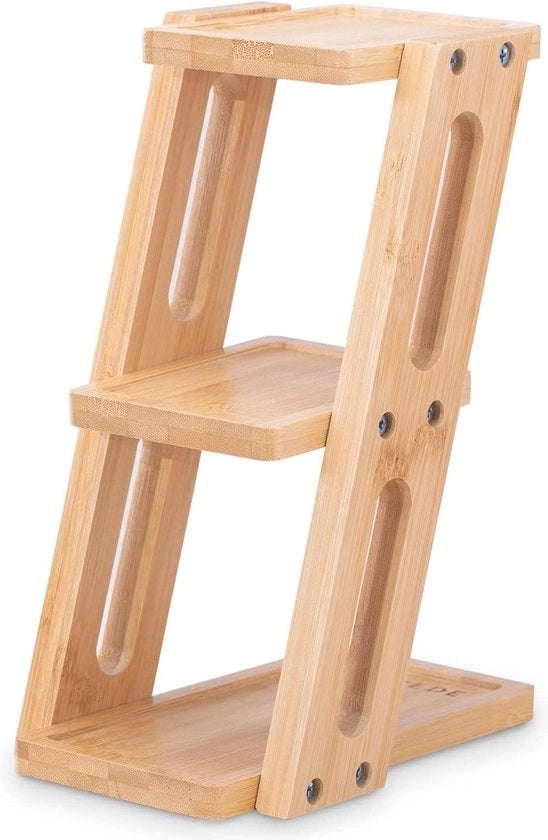 Scaffale per piante in bambù con gradino fiorito piccolo, 92 x 19 x 25 cm