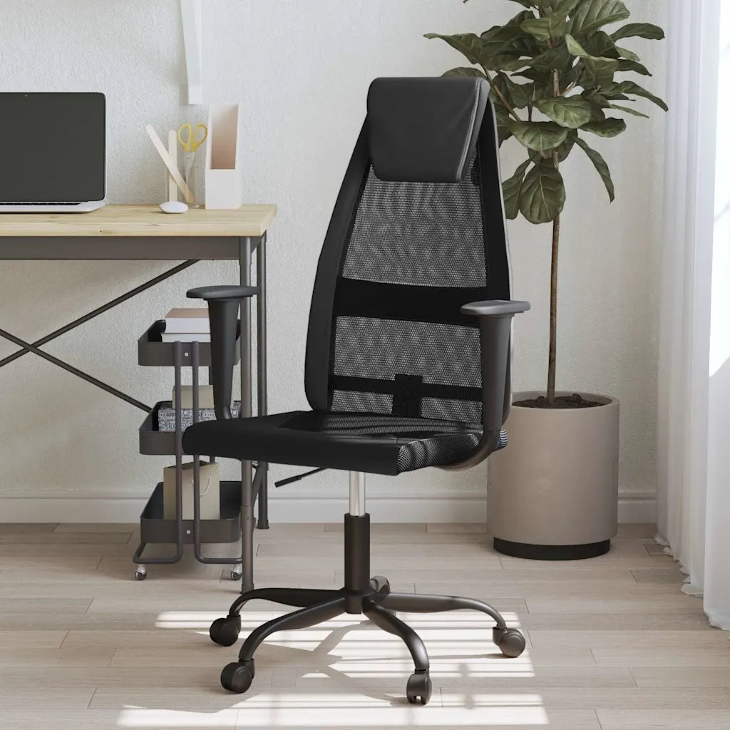 Sedia da Ufficio Altezza Regolabile Nera in Rete e Similpellecod mxl 104151