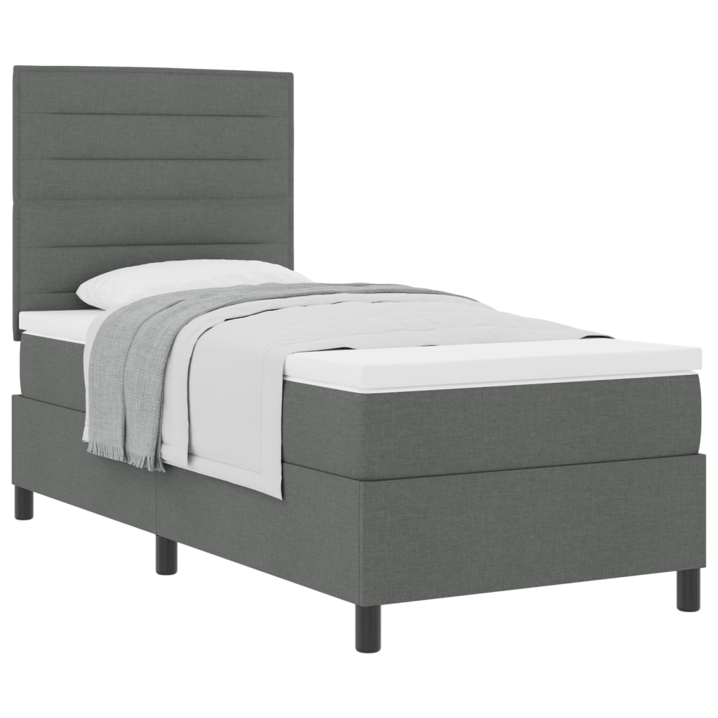 Letto con Box Spring e Materasso Grigio Scuro 80x200 cm Tessuto