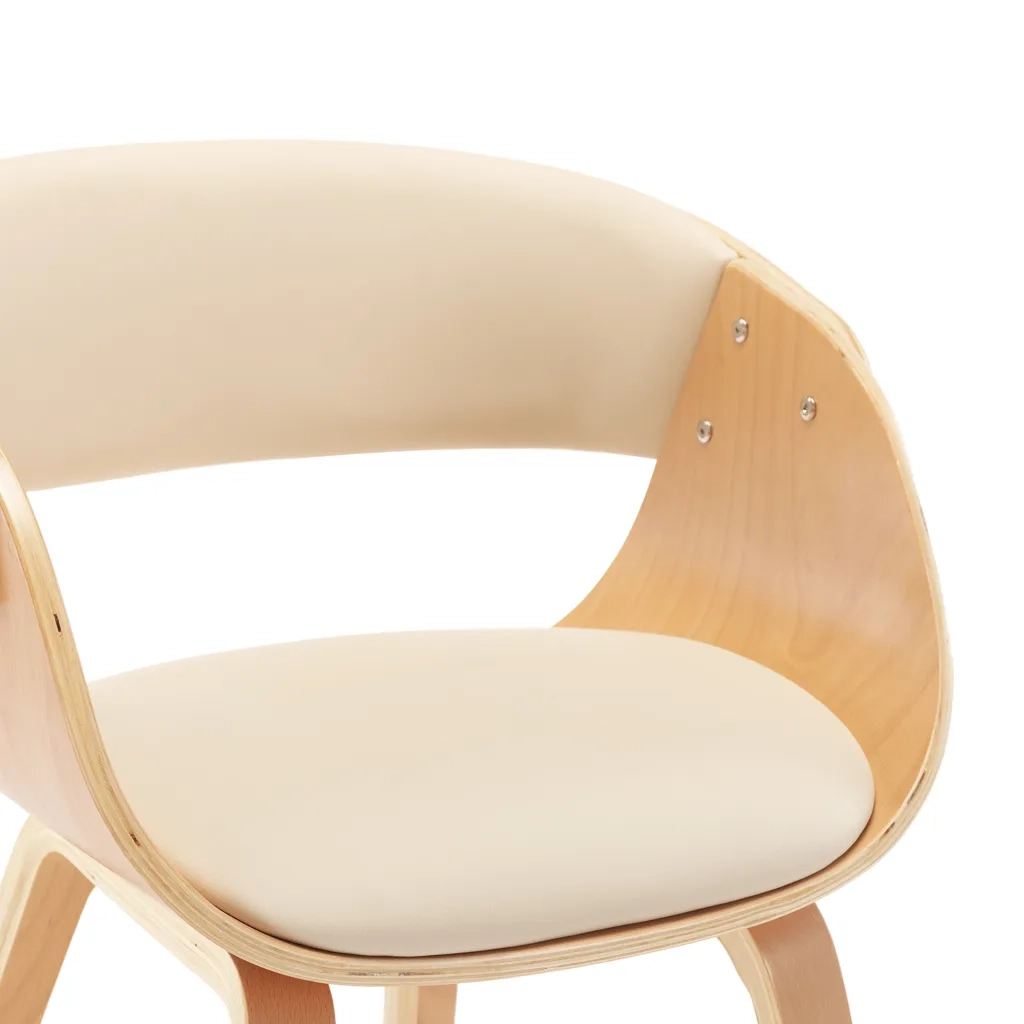 Sedie da Pranzo 4 pz in Legno Curvato e Similpelle Crema
