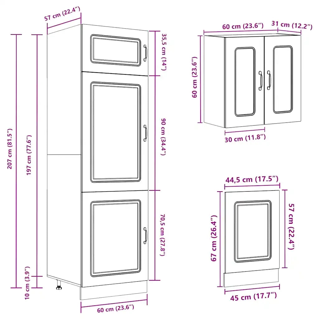 Set Mobili da Cucina 8 pz Kalmar Rovere Marrone in Truciolato 3314798