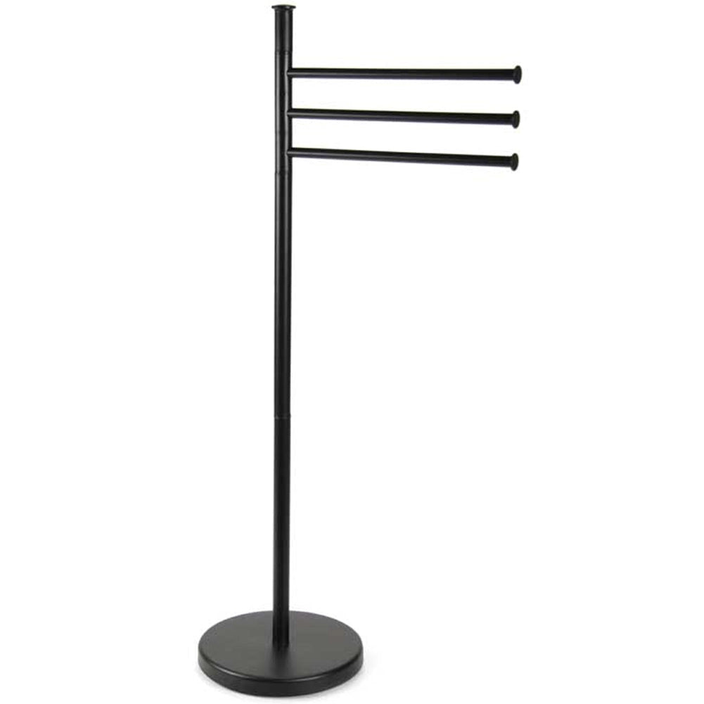Piantana Portasciugamani Parigi da Bagno 3 Bracci in Metallo Nero 20 x 83 cm