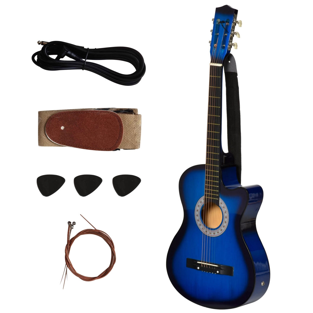 Kit chitarra elettrica con custodia, tracolla, corde, plettri e cavo ¨C zephmum ¨C 96.5x35.8x8.5cm, blu e nero