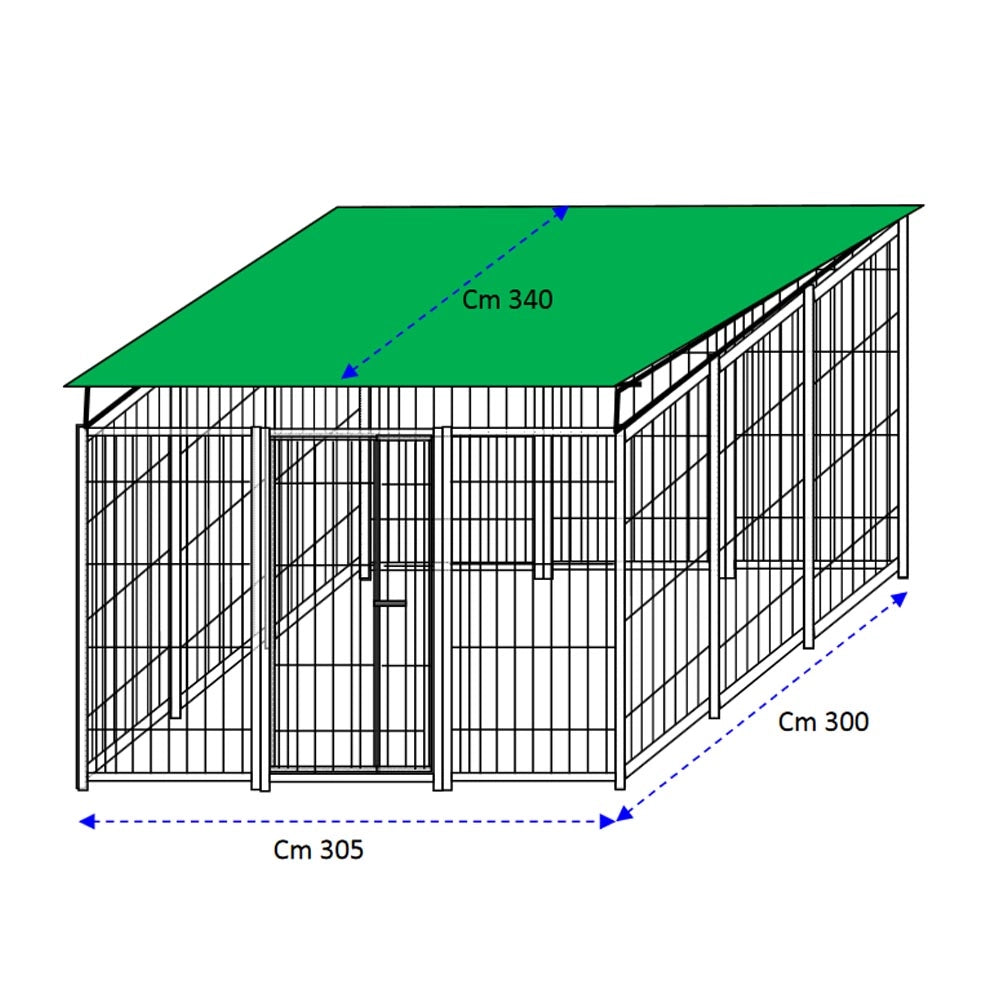 Recinto per cani 3x3 metri con copertura box modulare viteria compresa